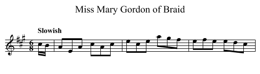 Miss Mary Gordon of Braid - staff notation