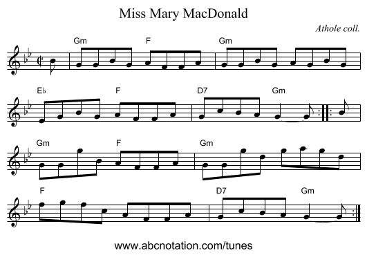 Miss Mary MacDonald - staff notation