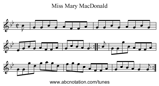 Miss Mary MacDonald - staff notation
