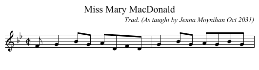 Miss Mary MacDonald - staff notation