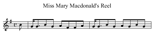 Miss Mary Macdonald's Reel - staff notation