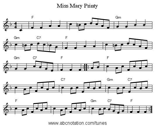 Miss Mary Printy - staff notation