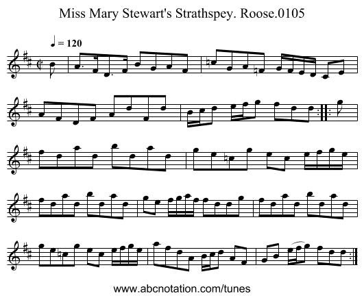 Miss Mary Stewart's Strathspey. Roose.0105 - staff notation