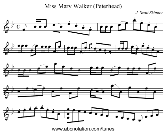 Miss Mary Walker (Peterhead) - staff notation