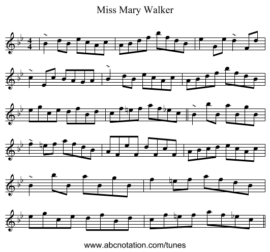 Miss Mary Walker - staff notation