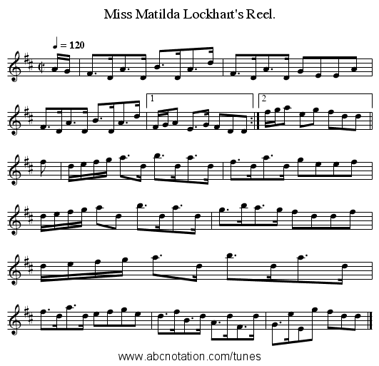 Miss Matilda Lockhart's Reel. - staff notation