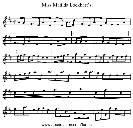 Miss Matilda Lockhart’s - staff notation
