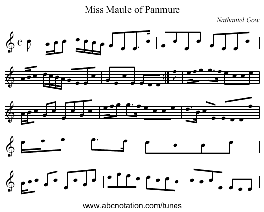 Miss Maule of Panmure - staff notation