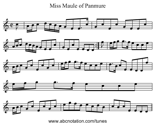 Miss Maule of Panmure - staff notation