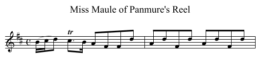Miss Maule of Panmure's Reel - staff notation