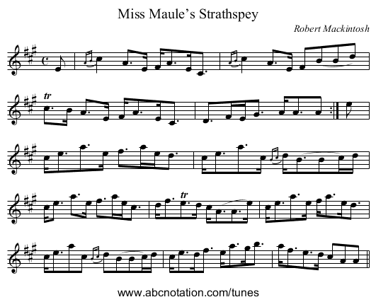 Miss Maule’s Strathspey - staff notation