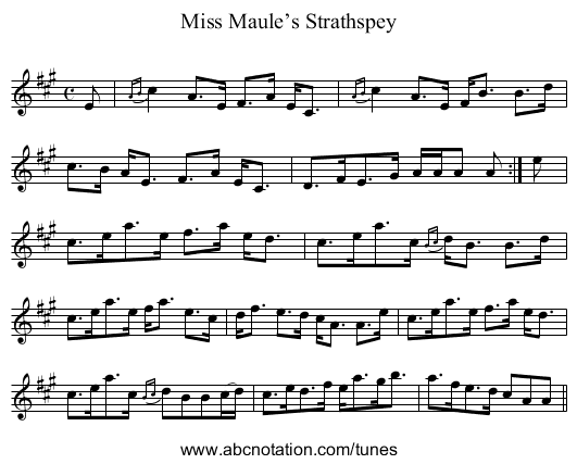 Miss Maule’s Strathspey - staff notation