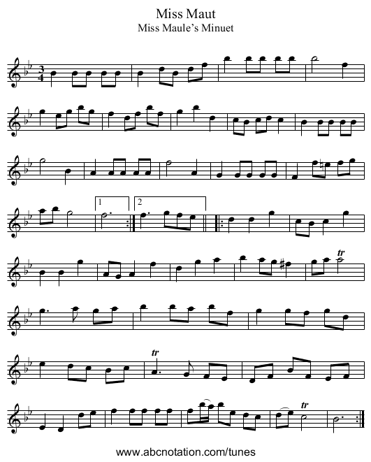 Miss Maut - staff notation