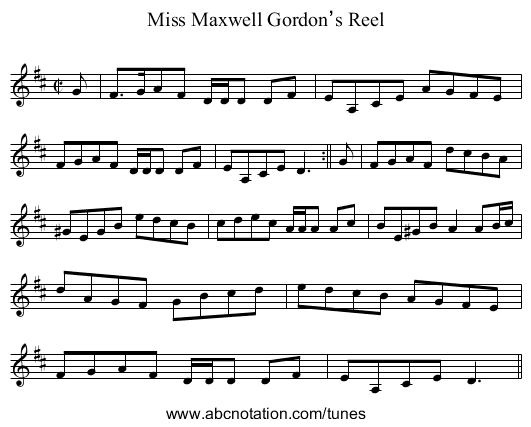 Miss Maxwell Gordon’s Reel - staff notation