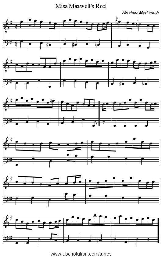 Miss Maxwell's Reel - staff notation