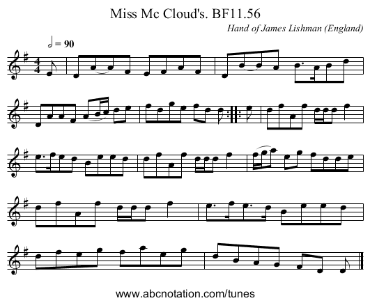 Miss Mc Cloud's. BF11.56 - staff notation