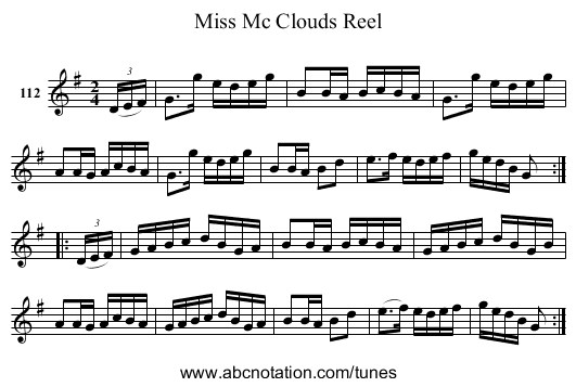 Miss Mc Clouds Reel - staff notation