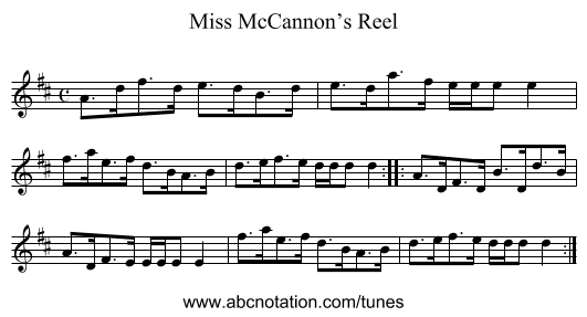 Miss McCannon’s Reel - staff notation