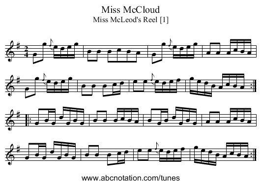 Miss McCloud - staff notation
