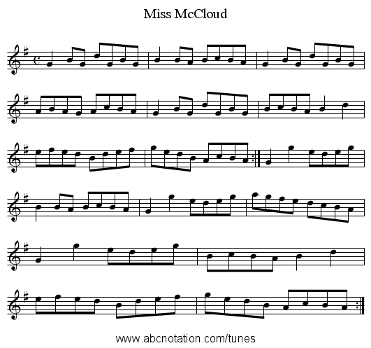 Miss McCloud - staff notation