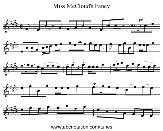 Miss McCloud's Fancy - staff notation