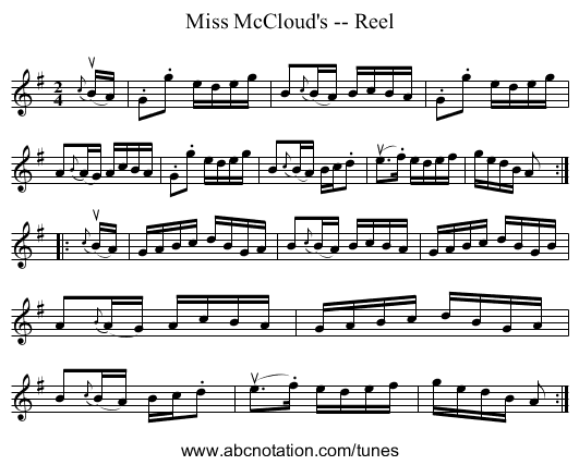 Miss McCloud's -- Reel - staff notation