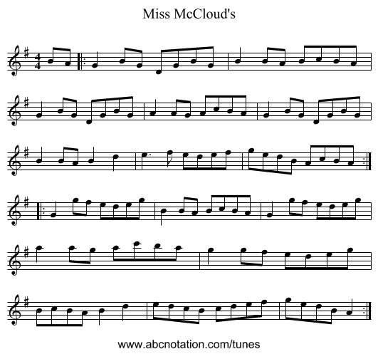 Miss McCloud's - staff notation