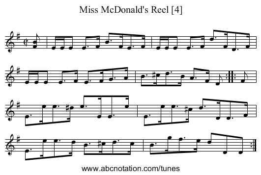 Miss McDonald's Reel [4] - staff notation
