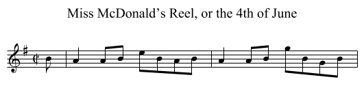 Miss McDonald’s Reel, or the 4th of June - staff notation