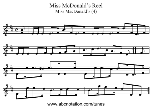 Miss McDonald’s Reel - staff notation