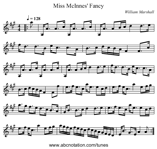 Miss McInnes' Fancy - staff notation