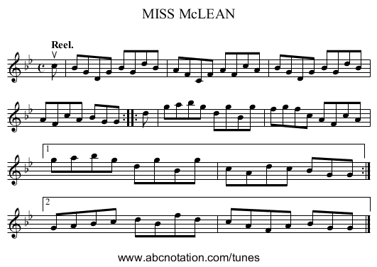 MISS McLEAN - staff notation