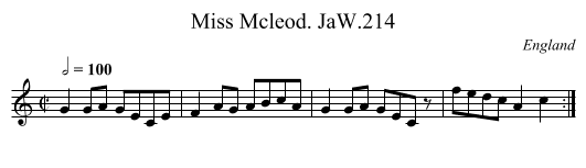 Miss Mcleod. JaW.214 - staff notation