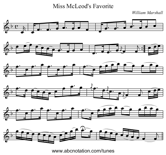 Miss McLeod's Favorite - staff notation