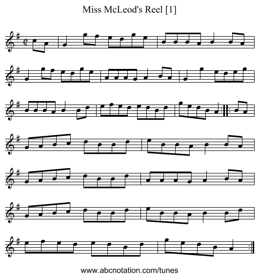 Miss McLeod's Reel [1] - staff notation