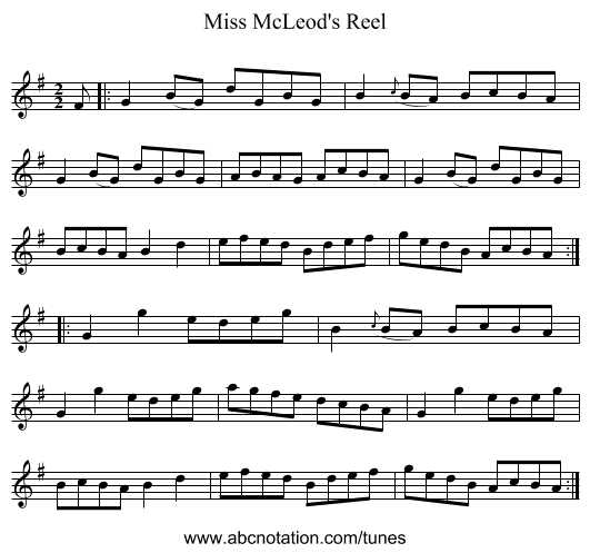 Miss McLeod's Reel - staff notation