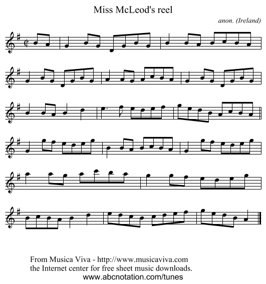 Miss McLeod's reel - staff notation