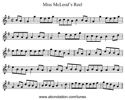 Miss McLeod’s Reel - staff notation