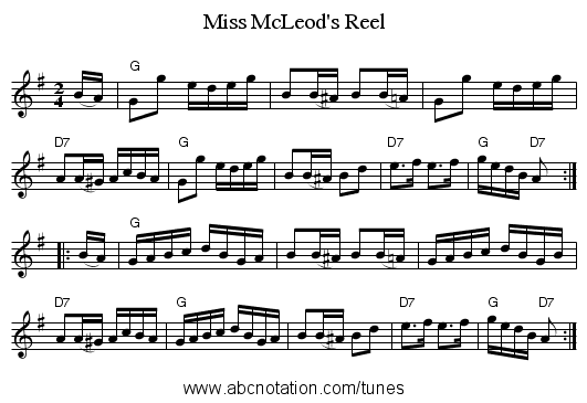Miss McLeod's Reel - staff notation