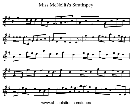 Miss McNellis's Strathspey - staff notation