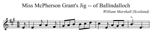Miss McPherson Grant's Jig -- of Ballindalloch - staff notation