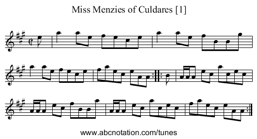 Miss Menzies of Culdares [1] - staff notation