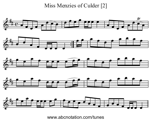 Miss Menzies of Culder [2] - staff notation