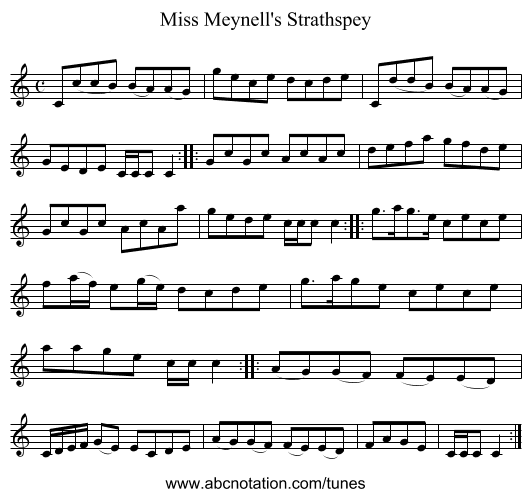 Miss Meynell's Strathspey - staff notation
