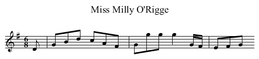Miss Milly O'Rigge - staff notation