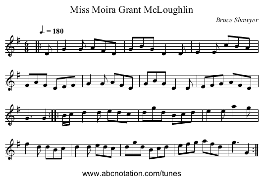 Miss Moira Grant McLoughlin - staff notation