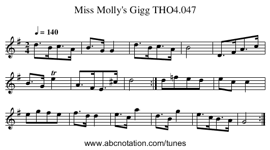 Miss Molly's Gigg THO4.047 - staff notation