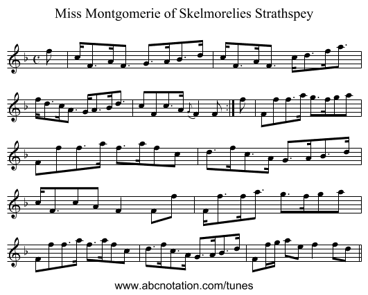 Miss Montgomerie of Skelmorelies Strathspey - staff notation