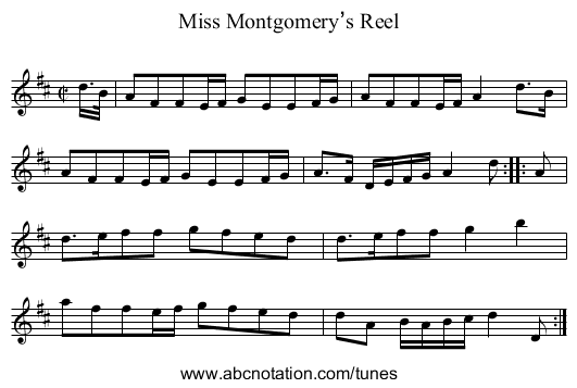 Miss Montgomery’s Reel - staff notation