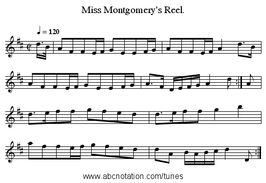 Miss Montgomery's Reel. - staff notation